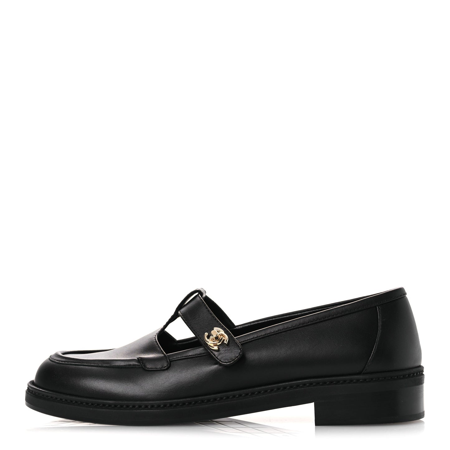 Calfskin CC Turnlock Moccasins 40 Black