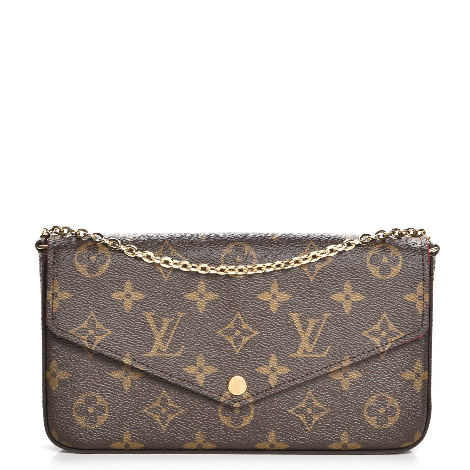 Louis Vuitton Monogram Pochette Felicie Chain Wallet Fuchsia 1 of 10