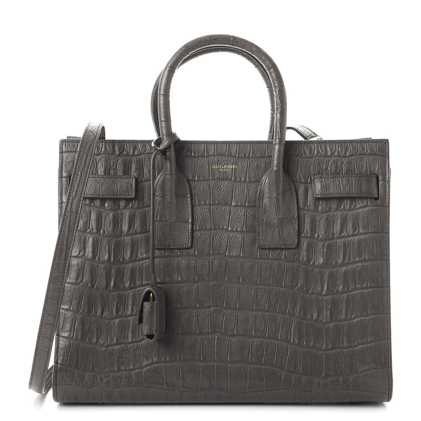 Calfskin Crocodile Embossed Small Sac De Jour Fog