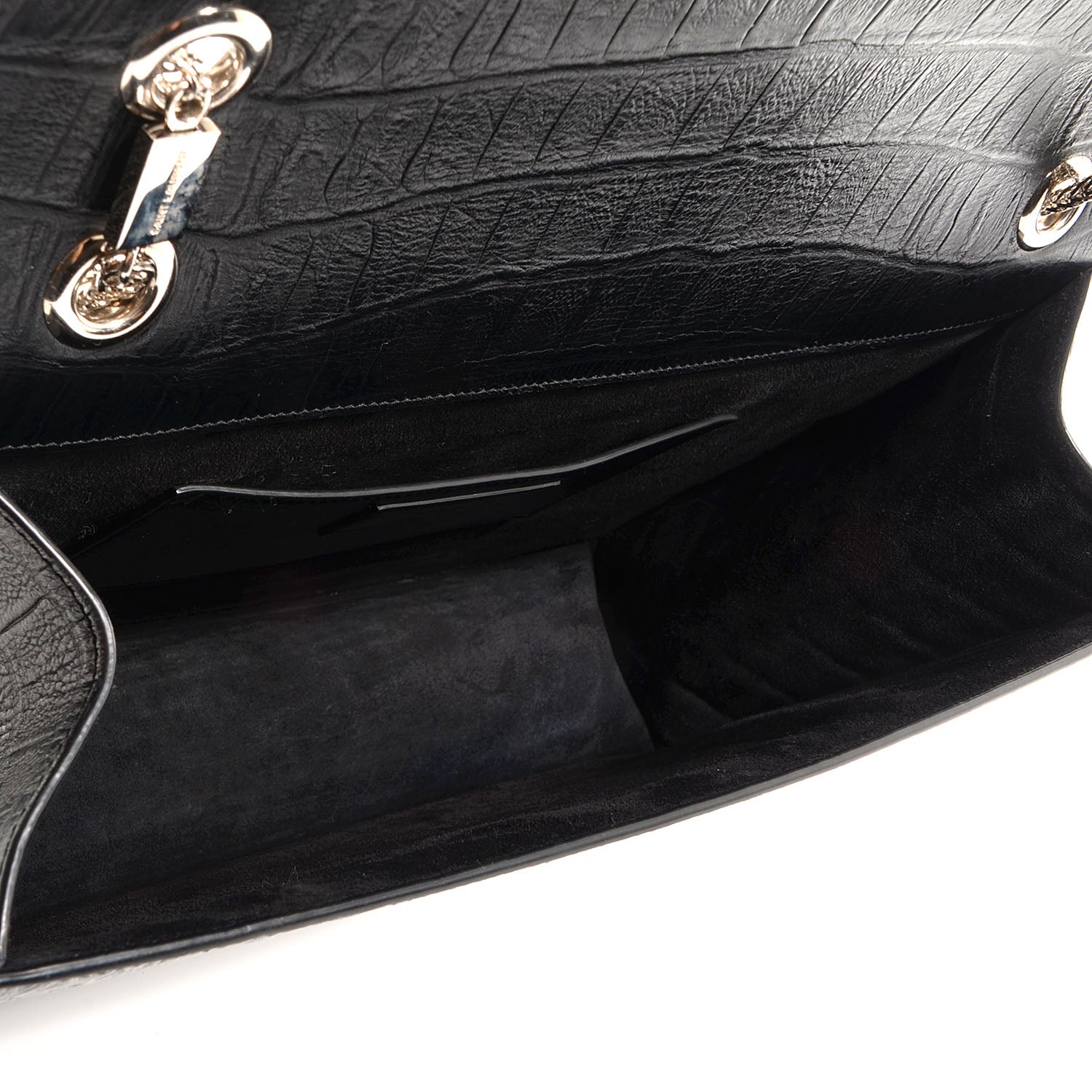 Saint Laurent Croc Effect Calfskin Jumbo Betty Black 5 of 9