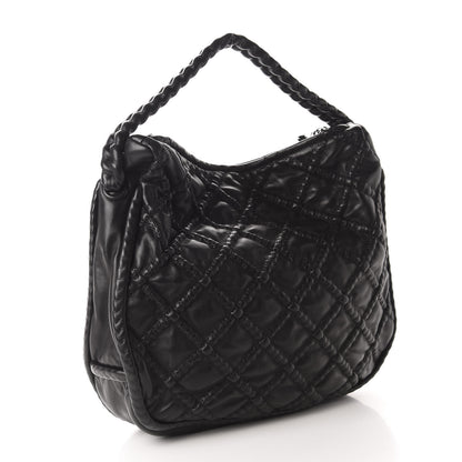 Chanel Quilted Lambskin Hidden Chain Hobo Black 3 of 10