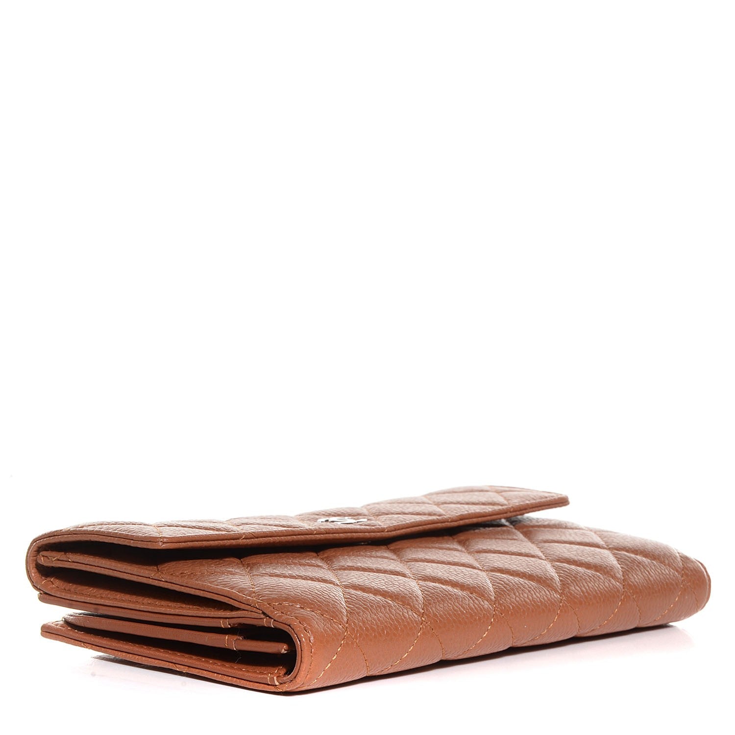 Chanel Caviar Quilted Long Flap Wallet Light Brown 4 of 9