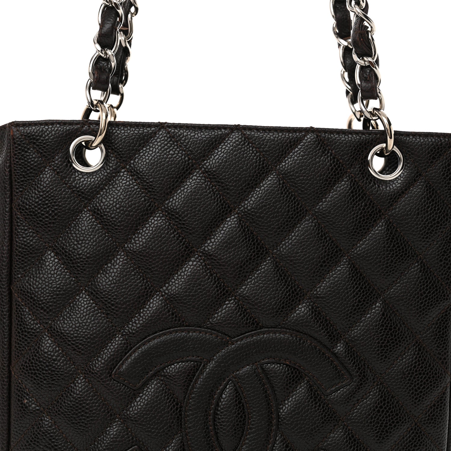 Chanel Caviar Quilted Petit Shopping Tote PST Dark Brown 8 of 16