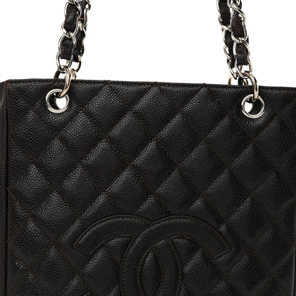 Chanel Caviar Quilted Petit Shopping Tote PST Dark Brown 8 of 16