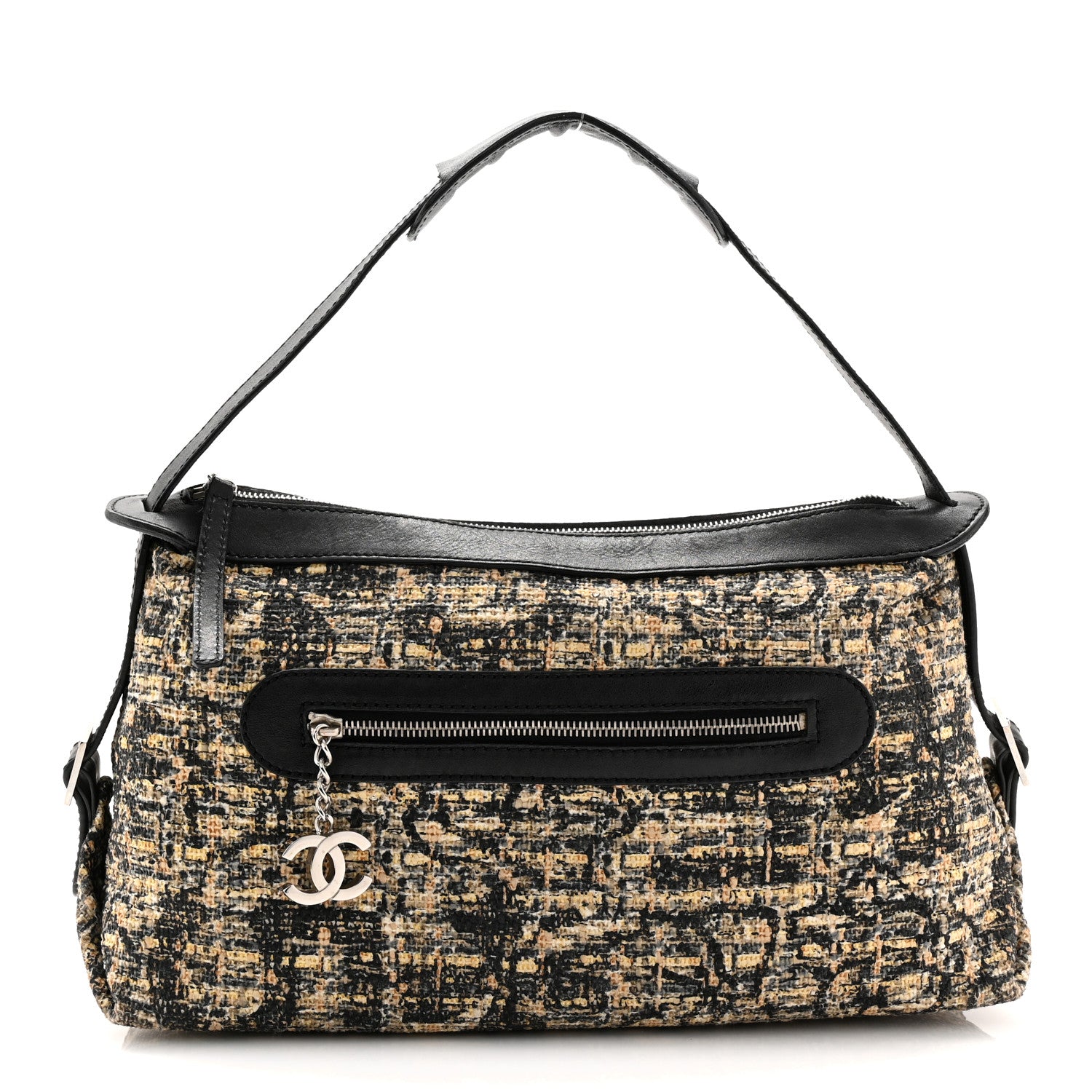 Chanel Tweed Lambskin Shoulder Bag Black Yellow 1 of 13