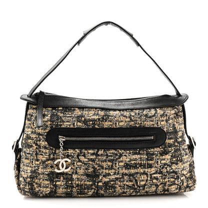 Chanel Tweed Lambskin Shoulder Bag Black Yellow 1 of 13
