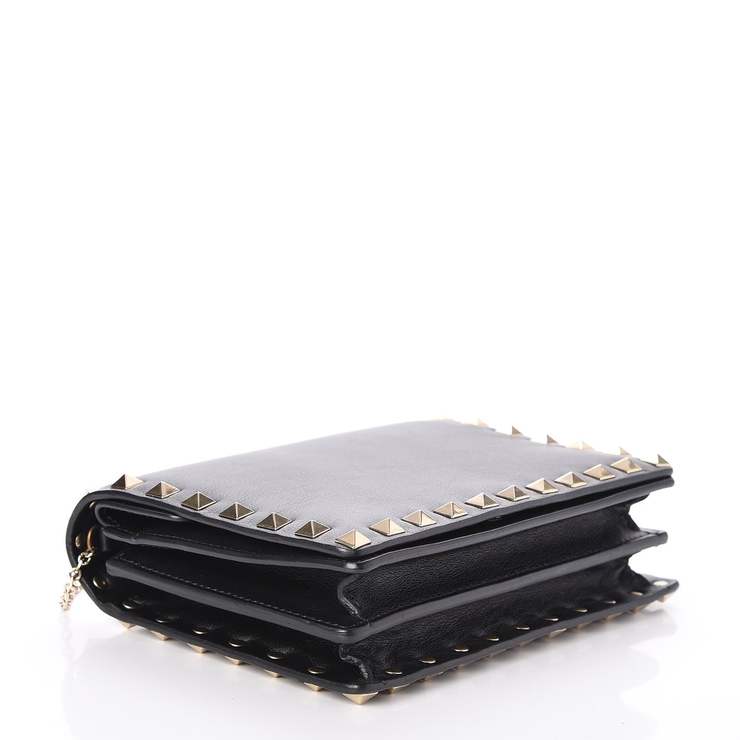 Valentino Garavani Calfskin Rockstud Wallet on Chain Black 4 of 7