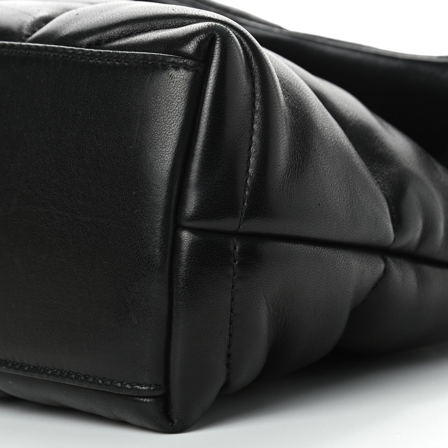 Lambskin Quilted Small Loulou Puffer Monogram Chain Satchel Black
