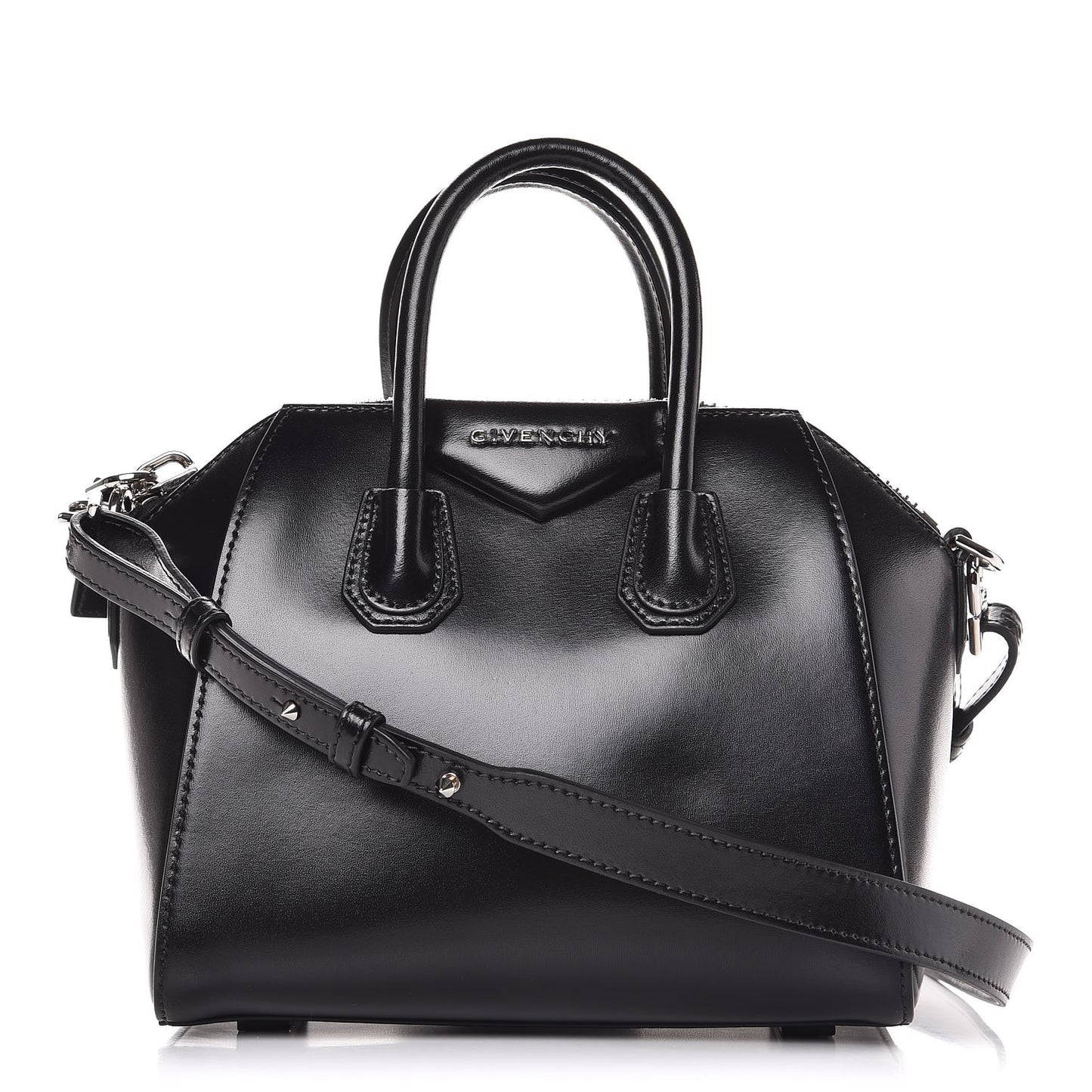 Shiny Lord Calfskin Mini Antigona Black