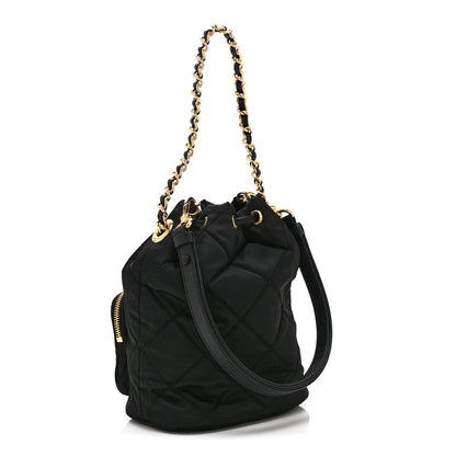 Prada Re-Nylon Saffiano Stitched Duet Bucket Bag Black 3 of 11