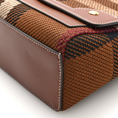 Burberry Calfskin Exaggerated Check Note Crossbody Bag Dark Birch Brown 9 of 9