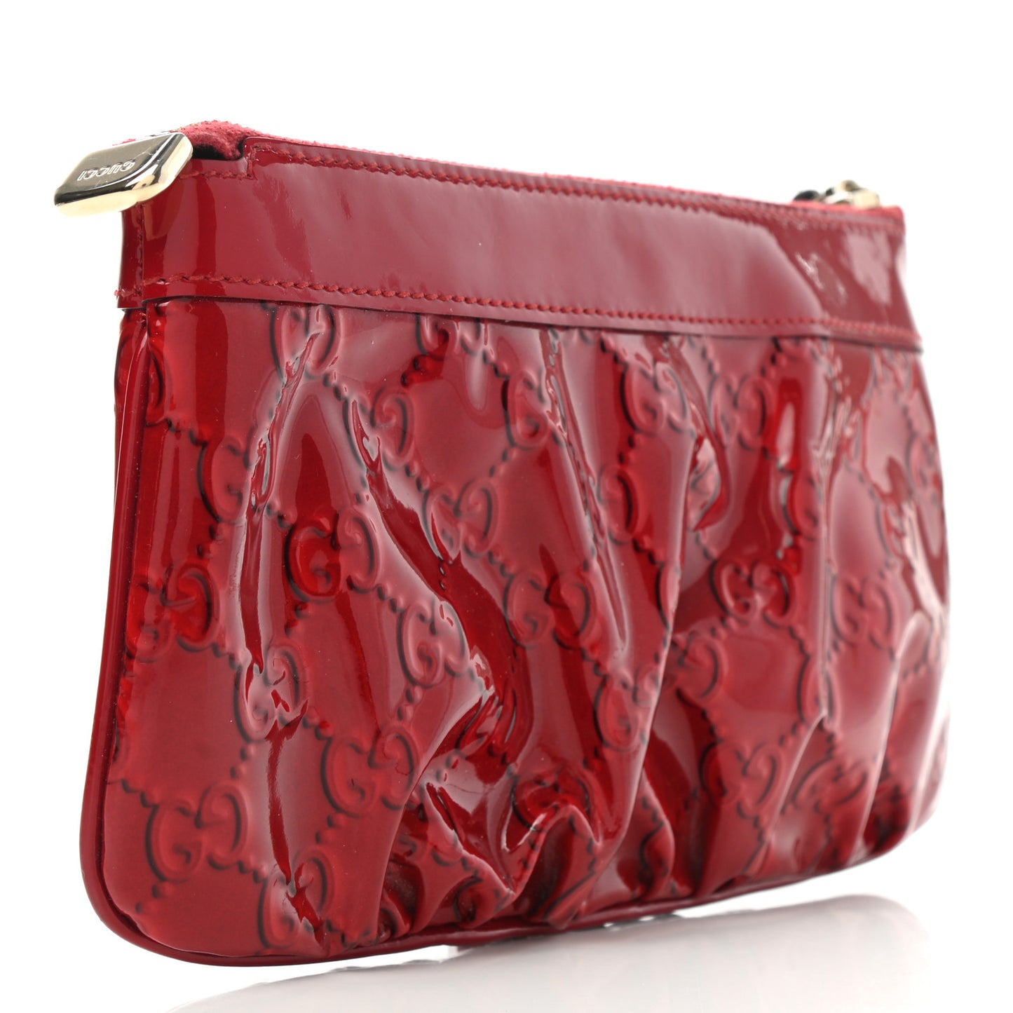 Patent Guccissima Wristlet Pouch Red