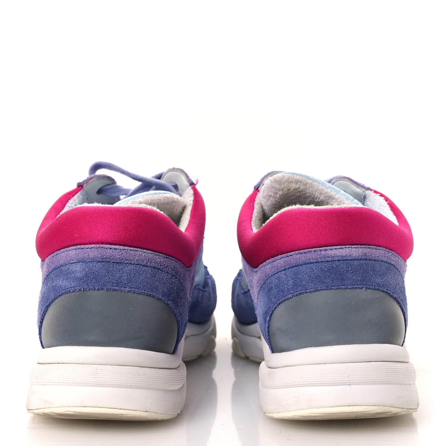 Chanel Nylon Calfskin Suede CC Womens Sneakers 40 Light Blue 6 of 13
