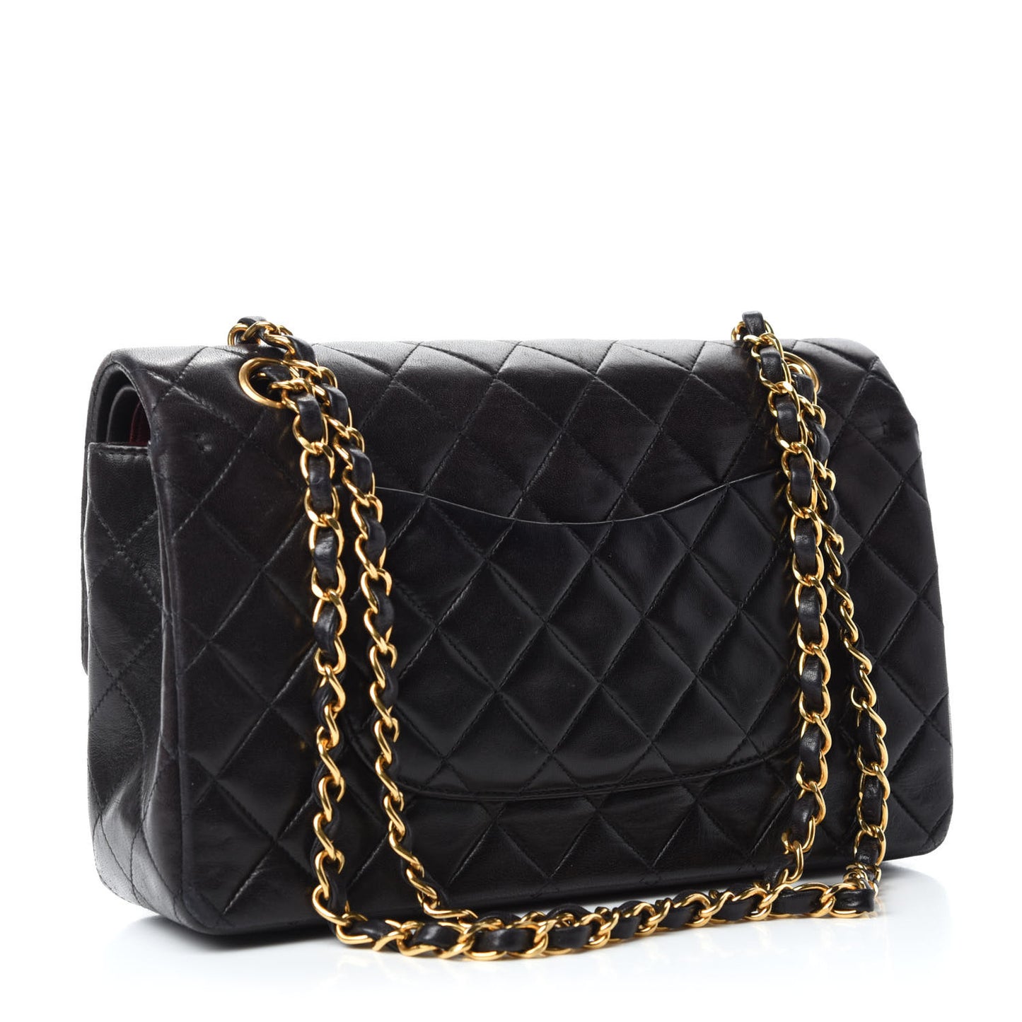 Lambskin Quilted Medium Double Flap Black