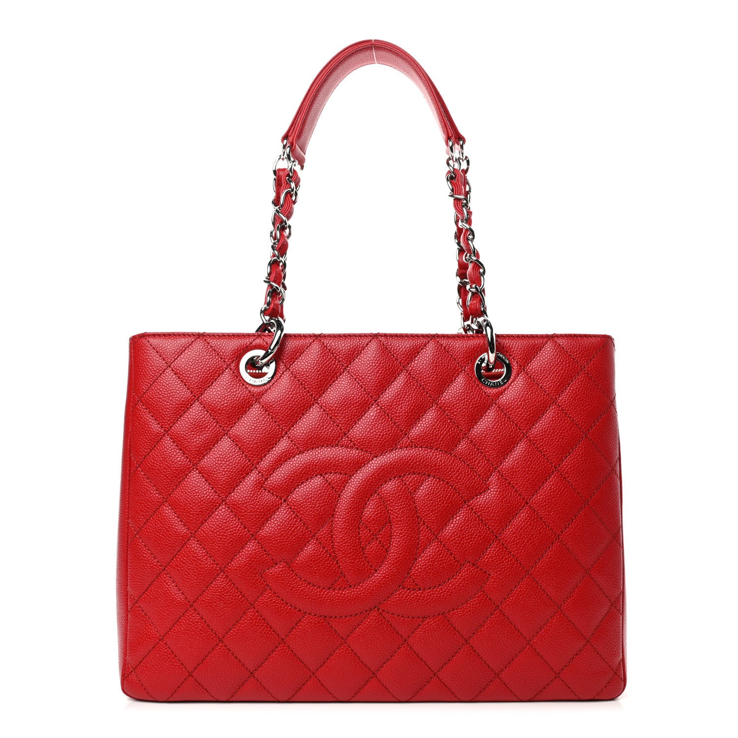 Chanel Caviar Quilted Grand Shopping Tote GST Red 1 of 4