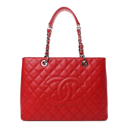 Chanel Caviar Quilted Grand Shopping Tote GST Red 1 of 4