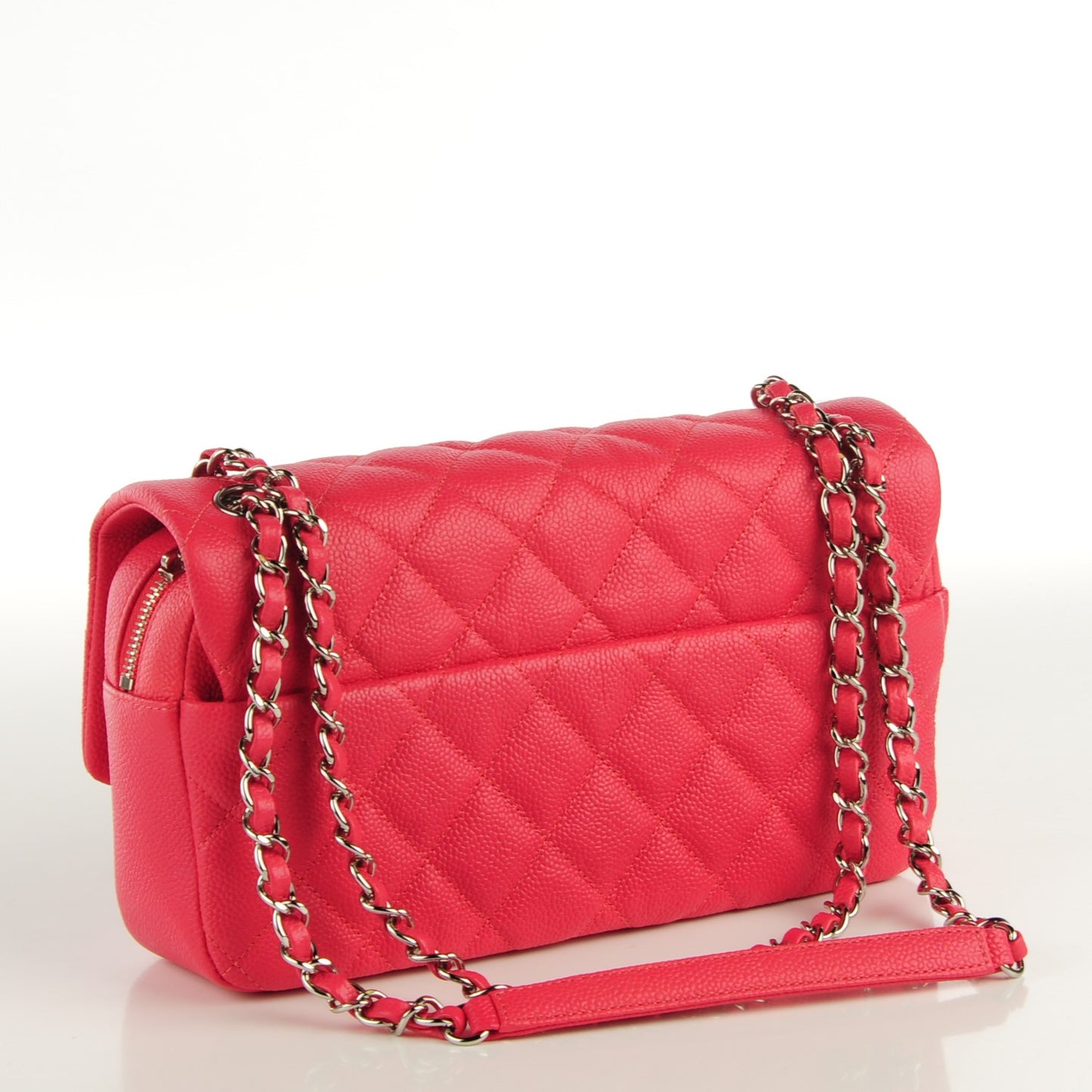 Caviar Quilted Medium Easy Flap Coral