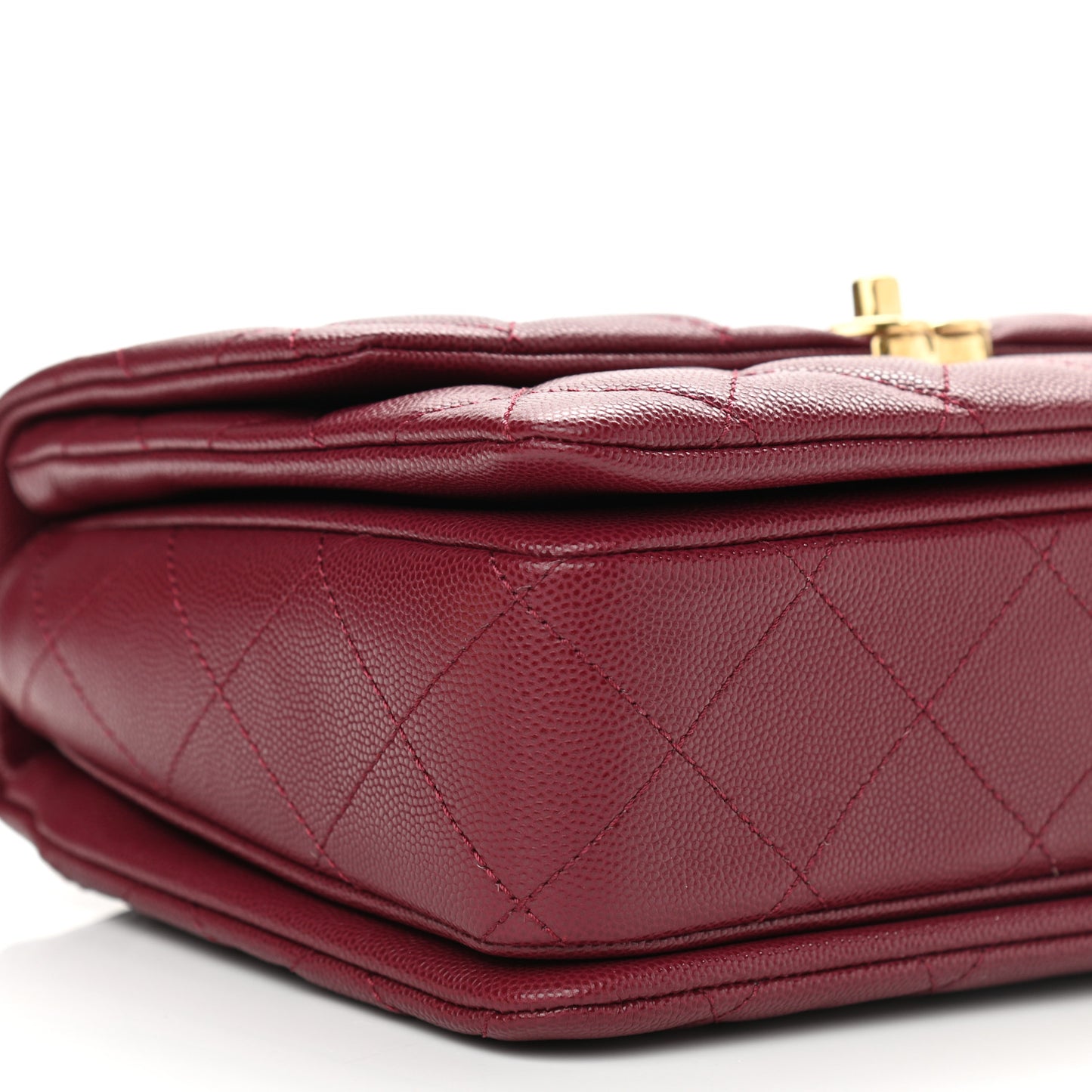 Caviar Quilted Coco First Flap Burgundy