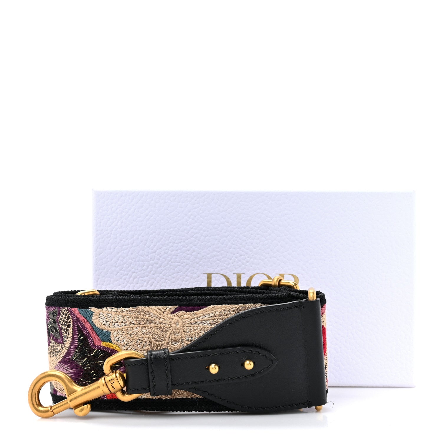 Christian Dior Canvas Embroidered Jardin D'Hive Shoulder Strap Black Multicolor 6 of 6