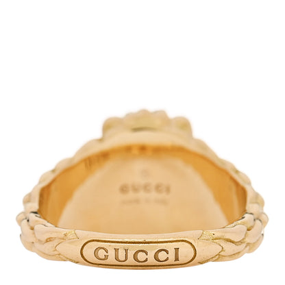 Gucci 18K Yellow Gold Diamond Fire Opal Lion Head Ring 53 6.25 4 of 6