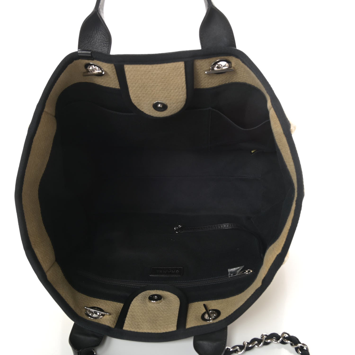 Chanel Canvas Medium Deauville Tote Beige Black 5 of 10