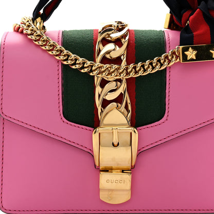 Gucci Vitello Fontanella Web Mini Sylvie Chain Shoulder Bag Pink Tropical Flower 8 of 10