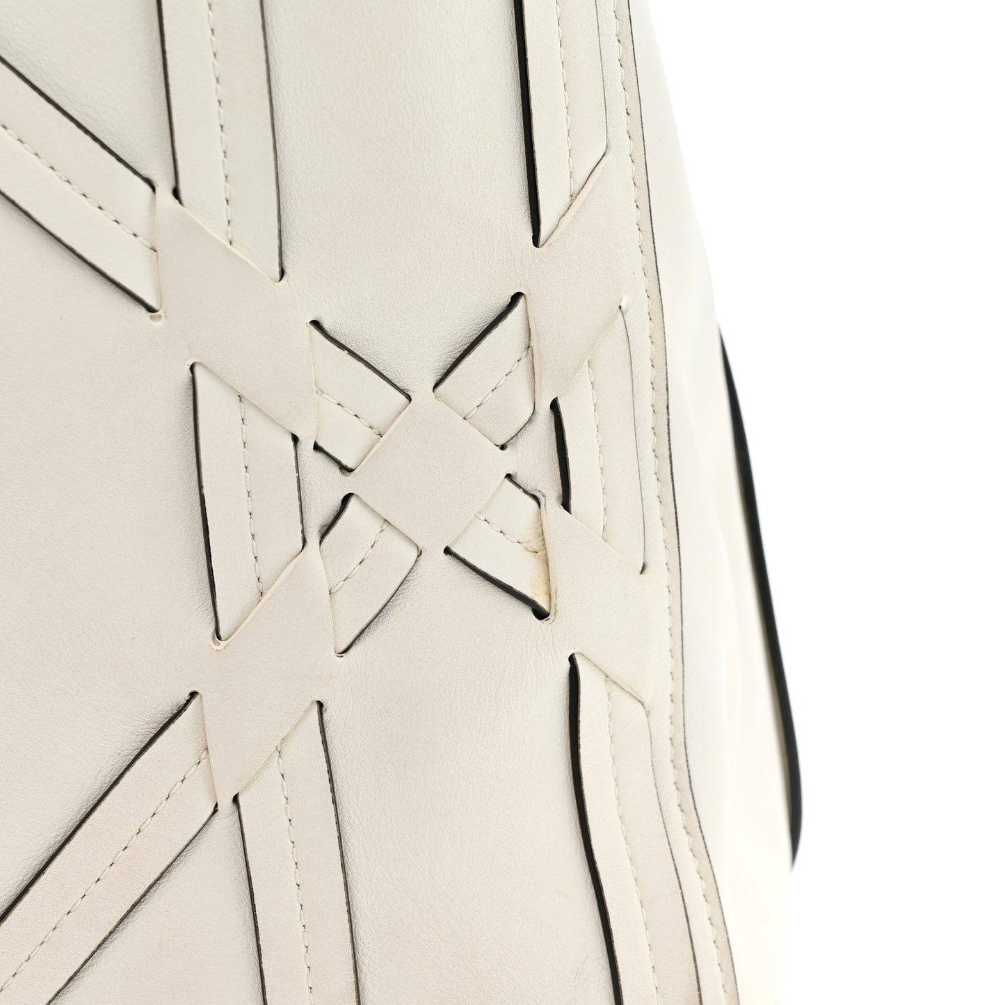 Calfskin Woven Giant Cannage Connect Tote White