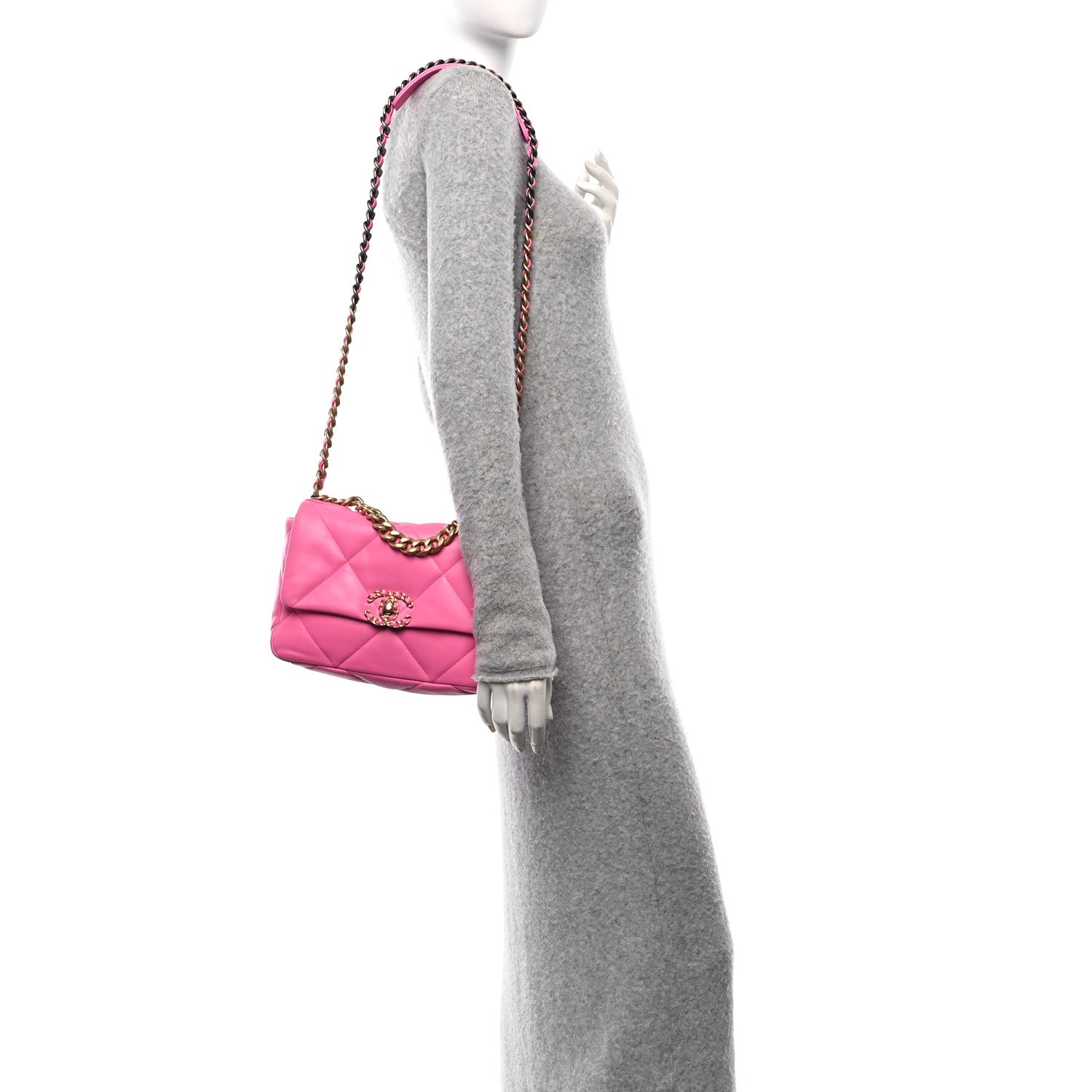 Chanel Lambskin Quilted Medium Chanel 19 Flap Neon Pink 2 of 11