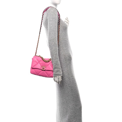 Chanel Lambskin Quilted Medium Chanel 19 Flap Neon Pink 2 of 11