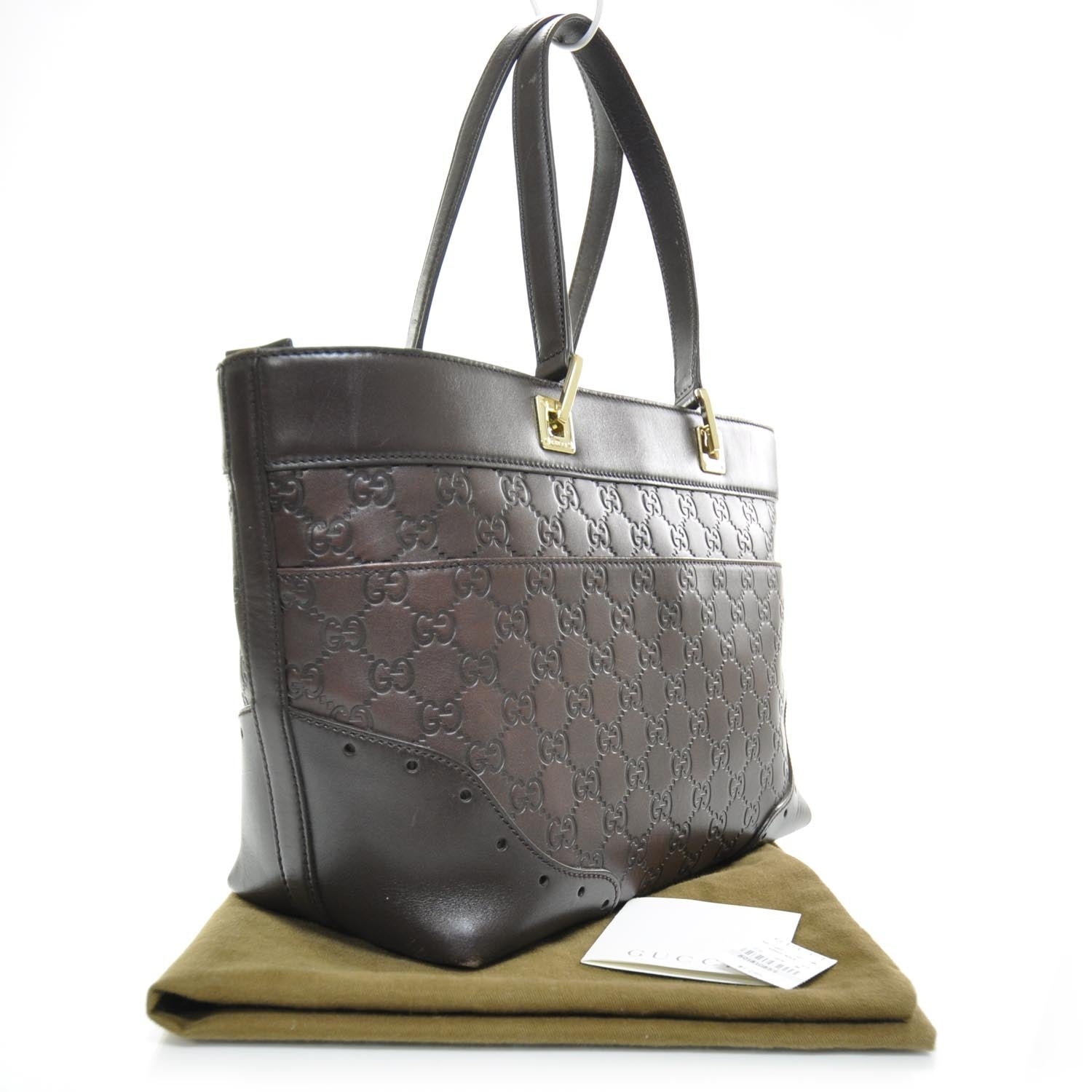 Gucci Guccissima Large Punch Tote Chocolate Brown 2 of 10