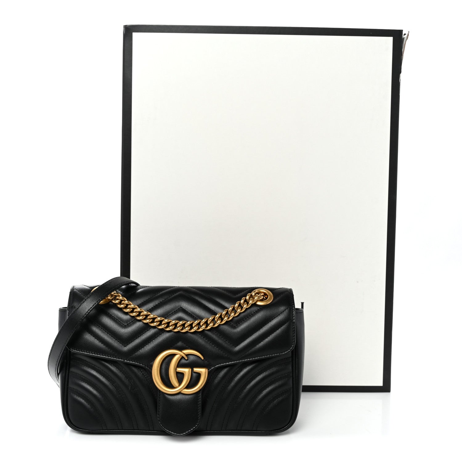 Gucci Calfskin Matelasse Small GG Marmont Shoulder Bag Black 11 of 11