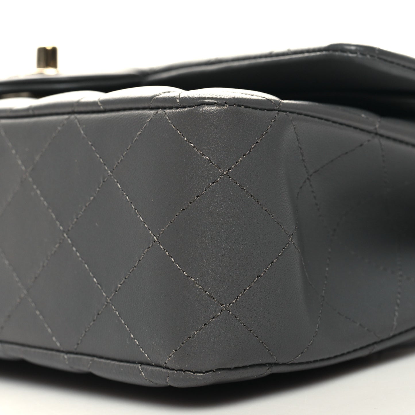 Lambskin Quilted Medium Double Flap Dark Grey