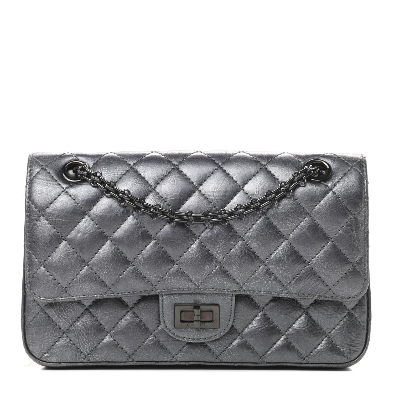 Chanel Metallic Aged Calfskin Quilted 2.55 Reissue 225 Flap Charcoal 1 of 13