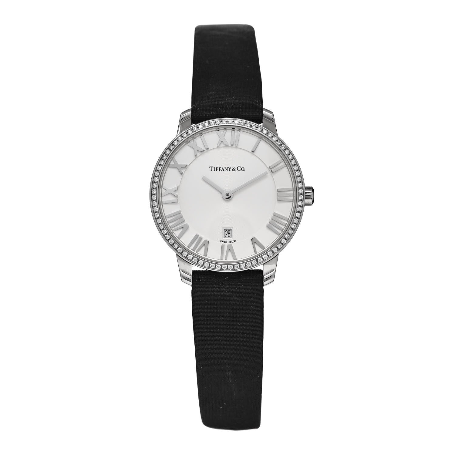 Tiffany Stainless Steel Satin Diamond Bezel 31mm Atlas 2-Hand Quartz Watch 1 of 5