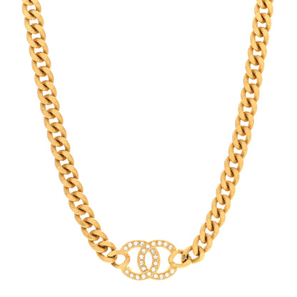 Chanel Crystal Chain Link CC Choker Necklace Gold 1 of 6