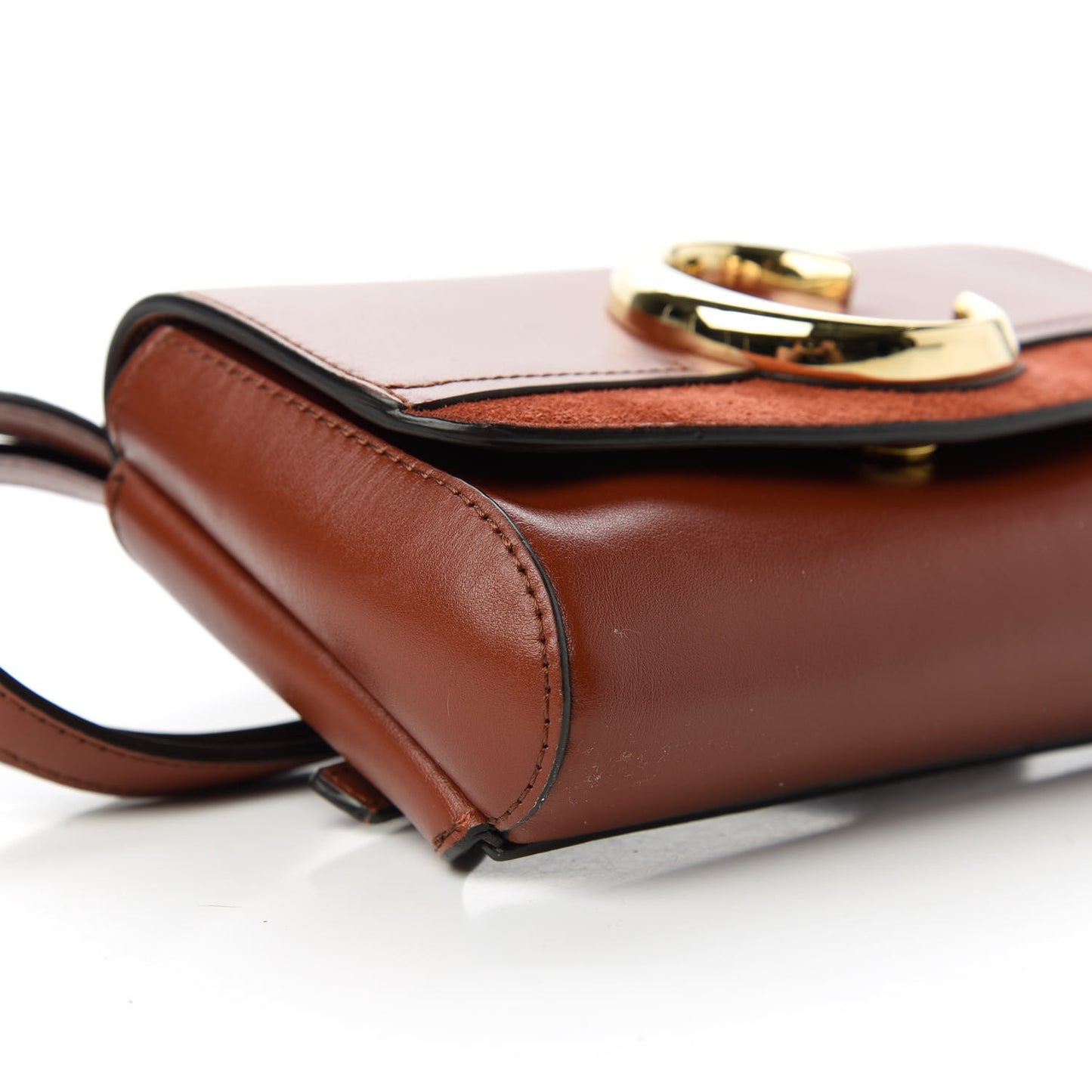 Calfskin Suede C Belt Bag Sepia Brown