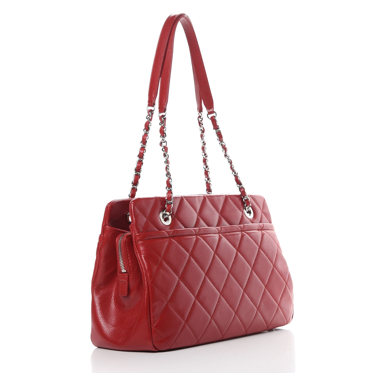 Chanel Soft Caviar Timeless Shopping Tote Red 3 of 14