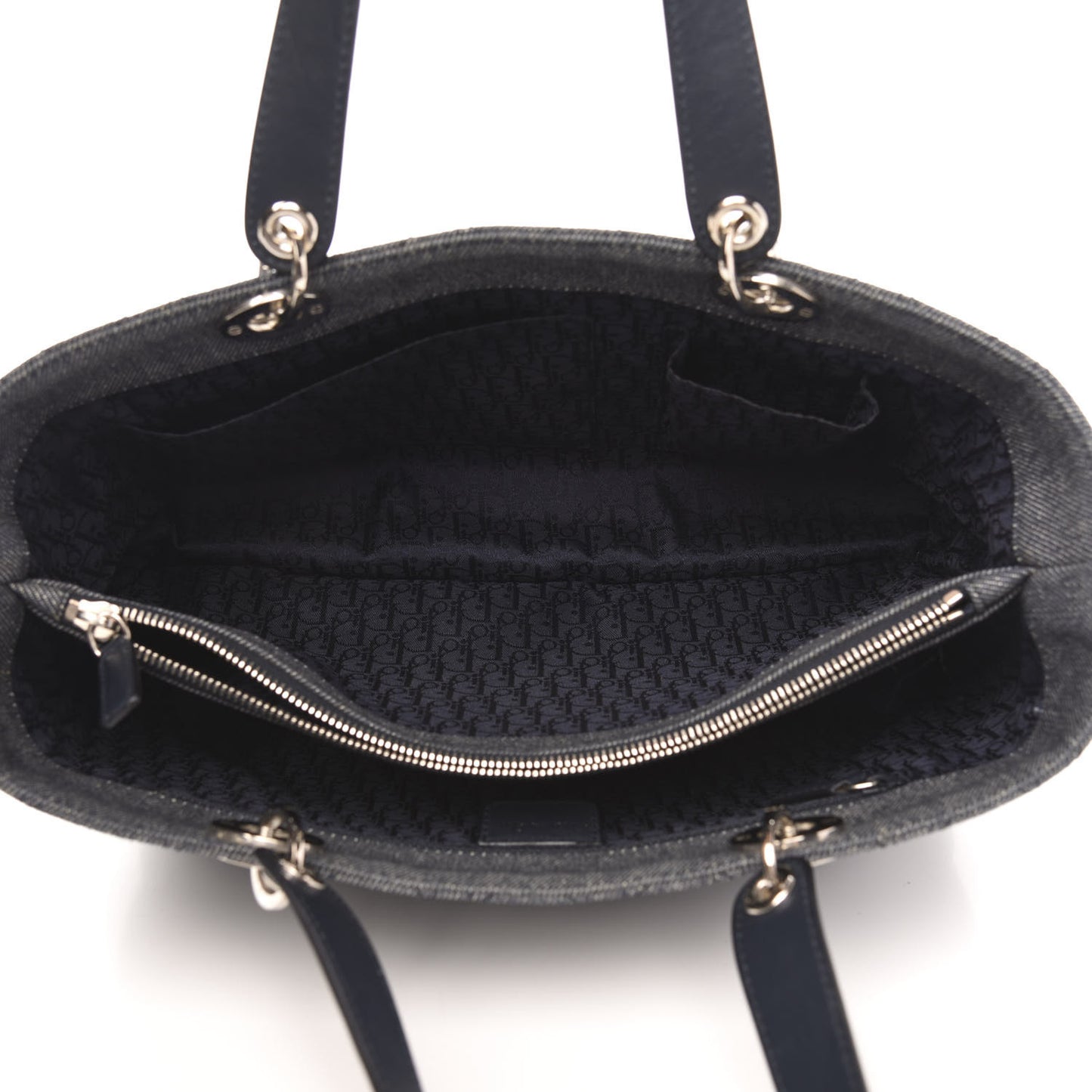 Denim Cannage Lady Dior Shopper Tote Blue