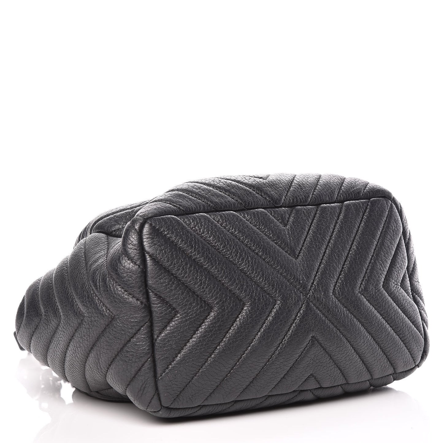 Deerskin Chevron Small CC Chain Bucket Drawstring Bag Black