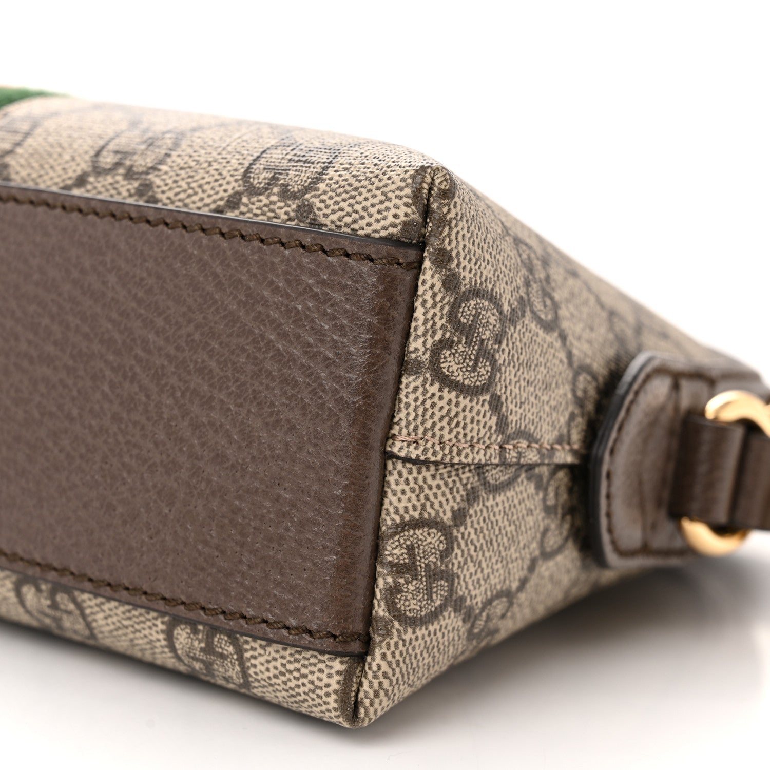 Gucci GG Supreme Monogram Textured Dollar Calfskin Web Small Ophidia Dome Shoulder Bag Beige Ebony New Acero 10 of 11