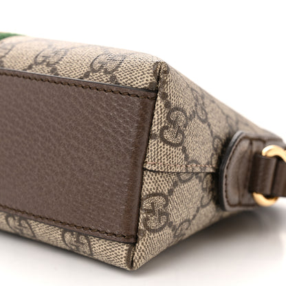 Gucci GG Supreme Monogram Textured Dollar Calfskin Web Small Ophidia Dome Shoulder Bag Beige Ebony New Acero 10 of 11