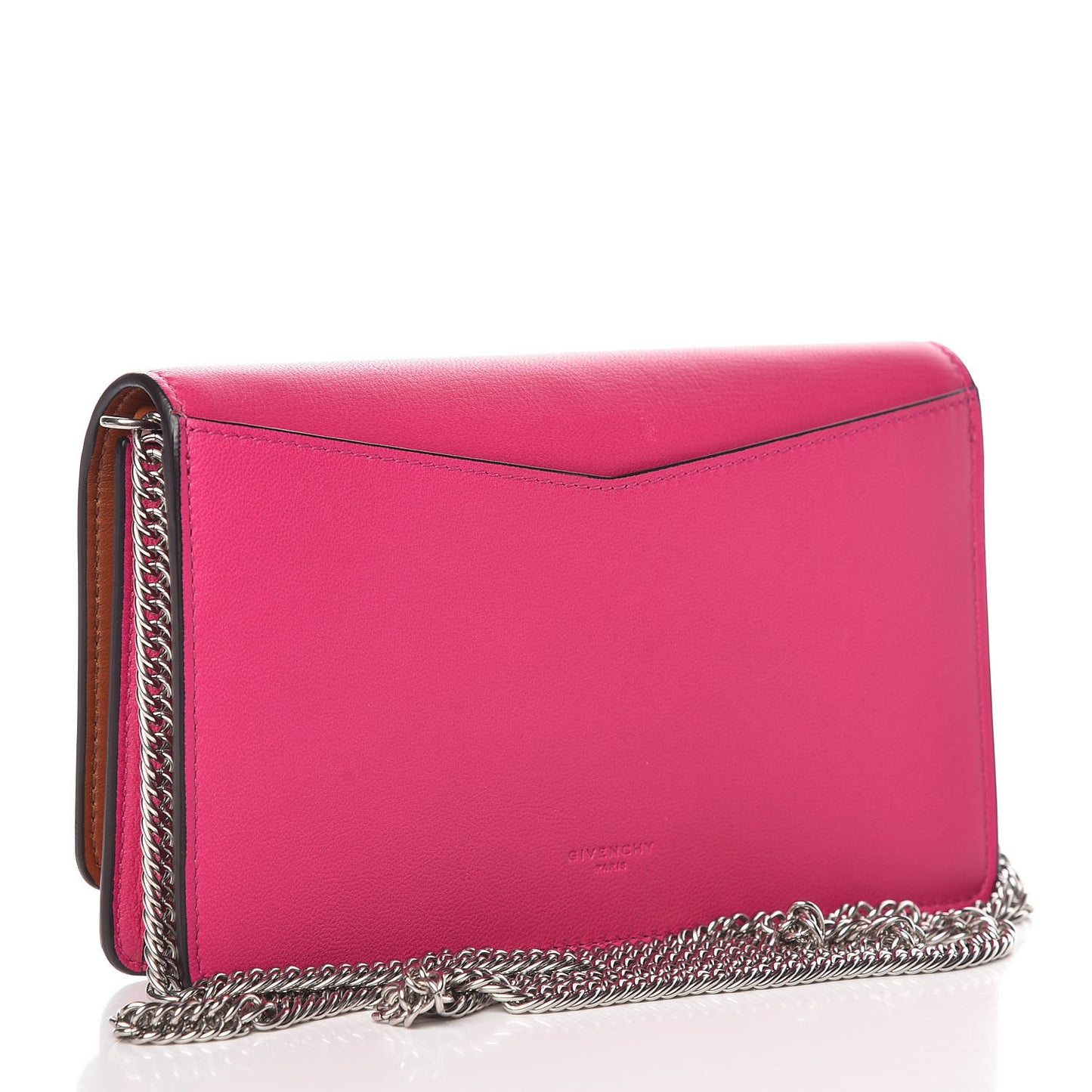 Lambskin Emblem Chain Wallet Cyclamen