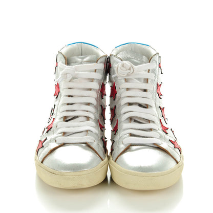 Saint Laurent Metallic Nappa Stars High Top Sneakers 40.5 Silver 2 of 8