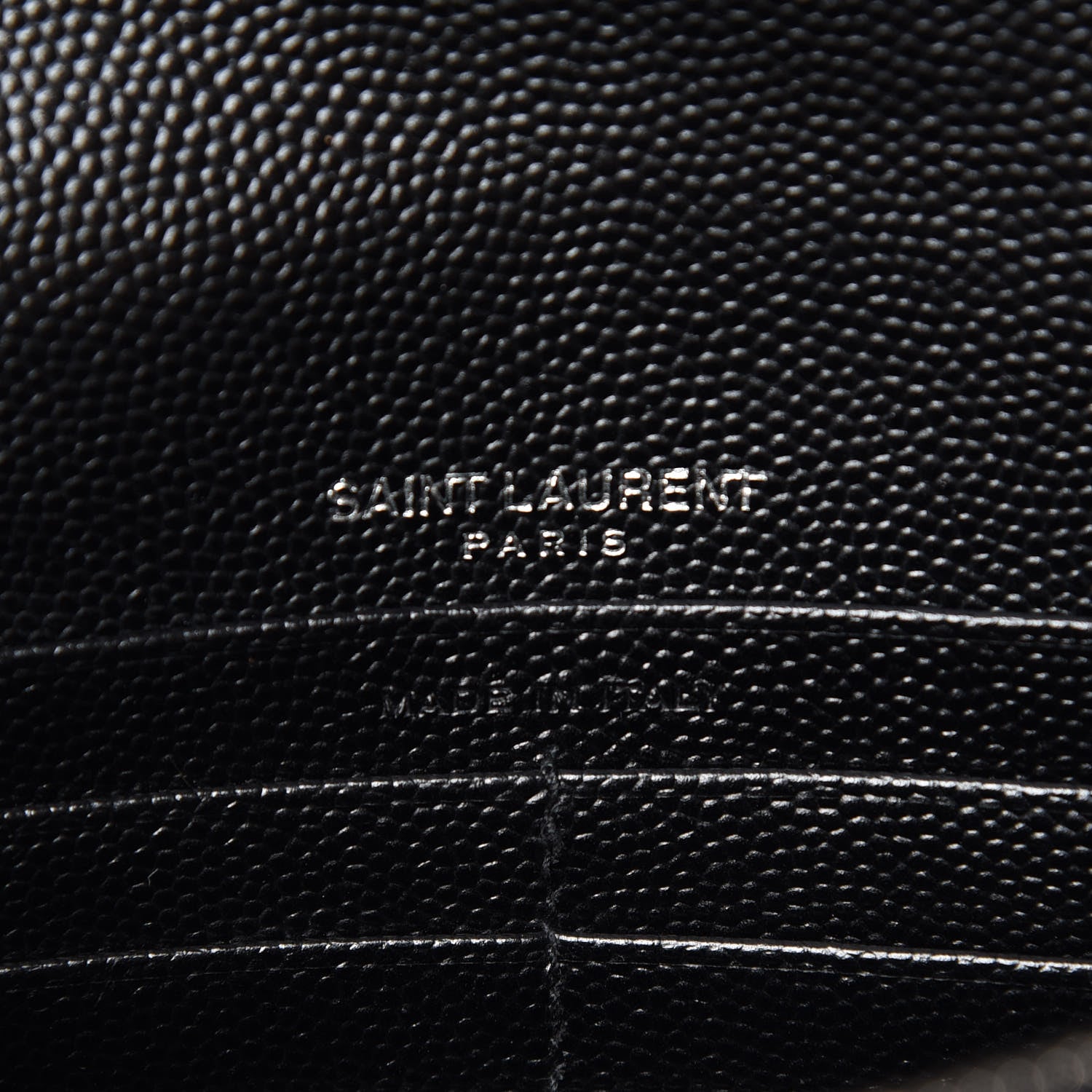 Saint Laurent Grain De Poudre Matelasse Chevron Monogram Envelope Chain Wallet Black 7 of 9