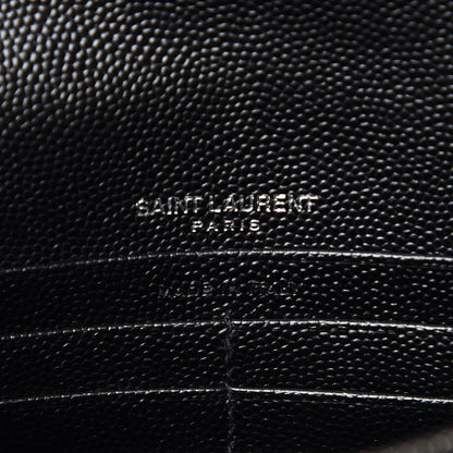 Saint Laurent Grain De Poudre Matelasse Chevron Monogram Envelope Chain Wallet Black 7 of 9