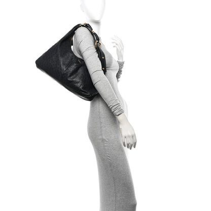 Gucci Ostrich Medium Horsebit Chain Hobo Black 2 of 17