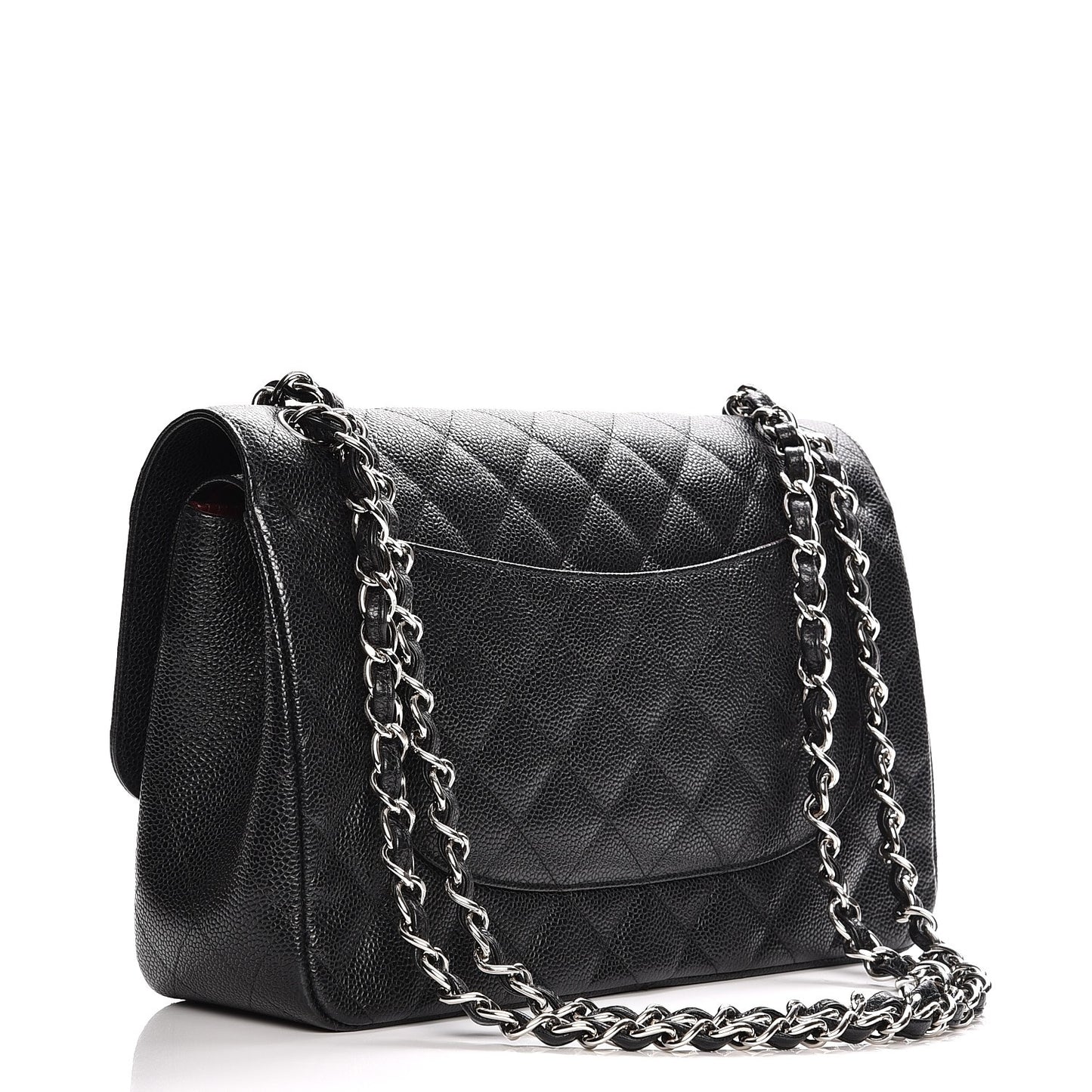 Caviar Quilted Jumbo Double Flap Black