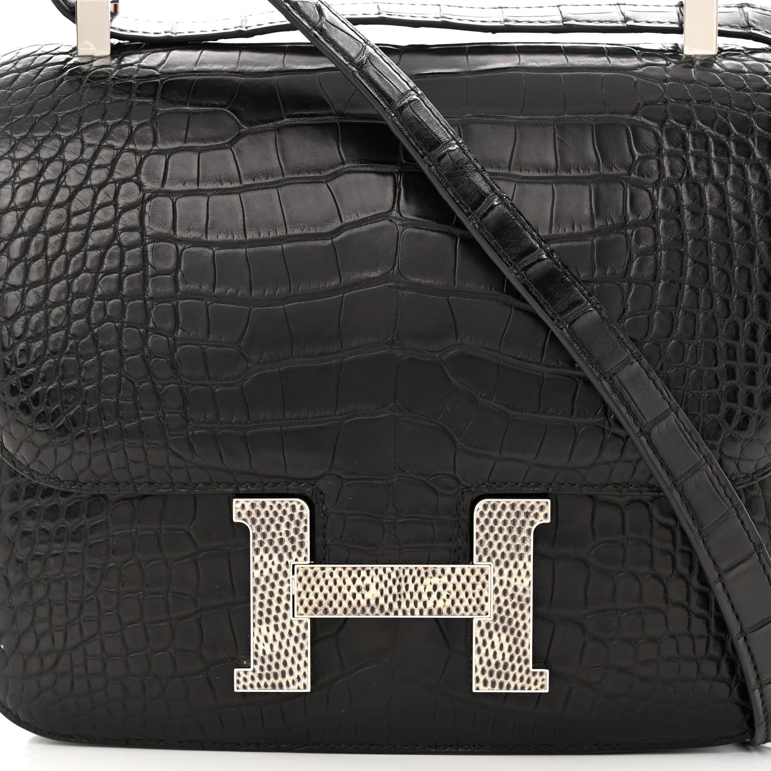 Hermes Matte Alligator Lizard Constance 24 Black Ombre 8 of 11