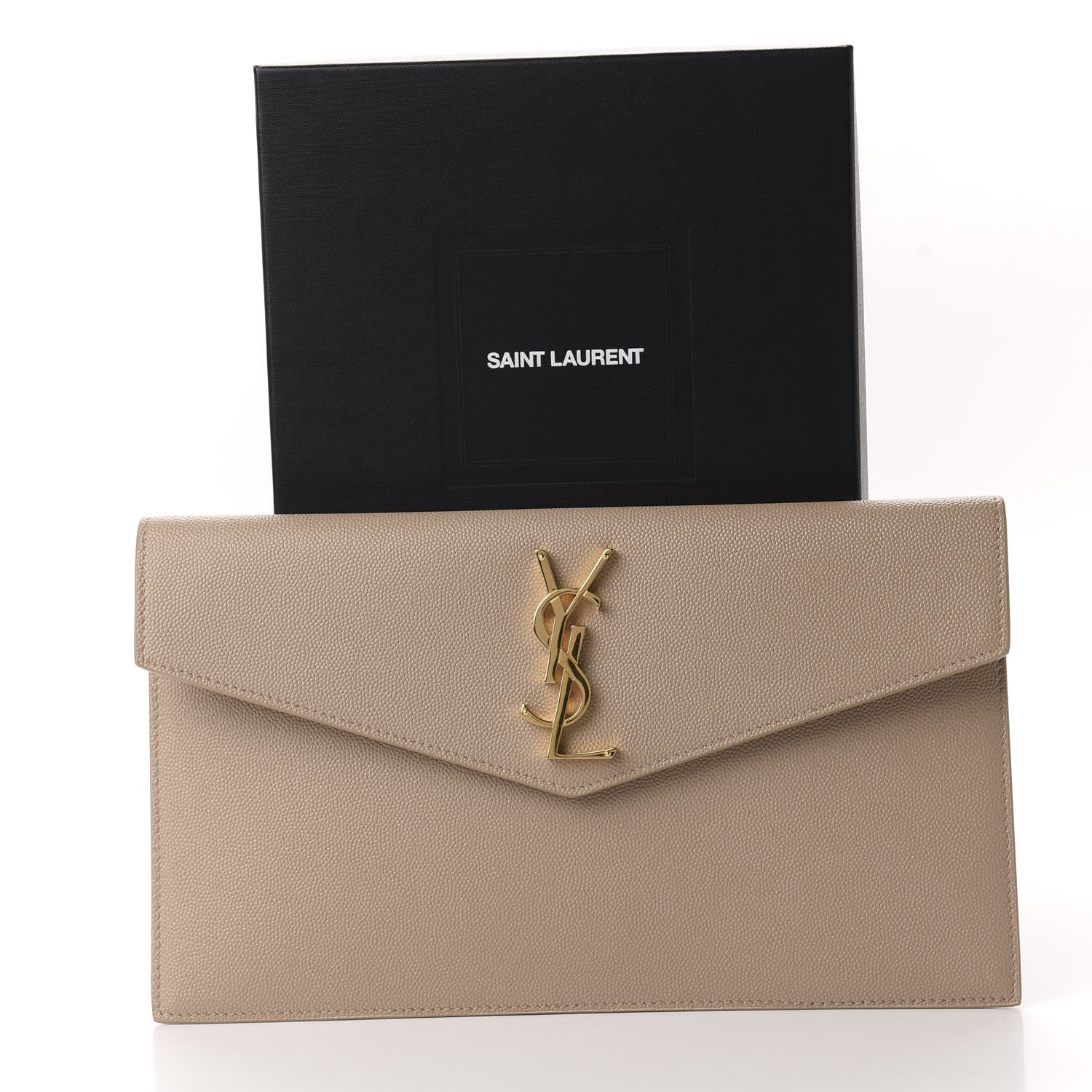 Saint Laurent Grain De Poudre Uptown Pouch Dark Beige 7 of 7