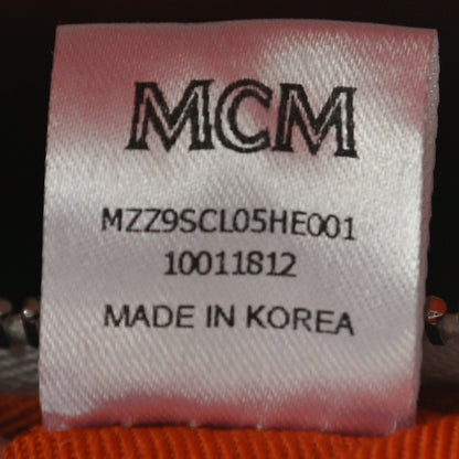 MCM Calfskin Contrast Logo Large Zip Pouch Stone Wash 7 of 12